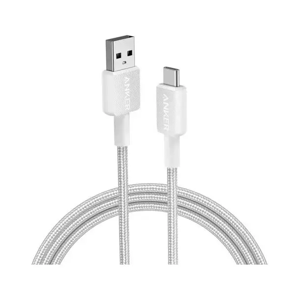 كابل أنكر 322 من نوع USB-A إلى USB-C (طوله 3 أقدام مضفر) أبيض