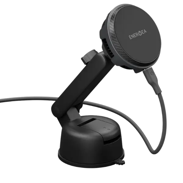  Energea MagArctic Drive Windscreen / Airvent Mount 25W Wireless Car Charger With 45W Car Charger - Gunmetal 