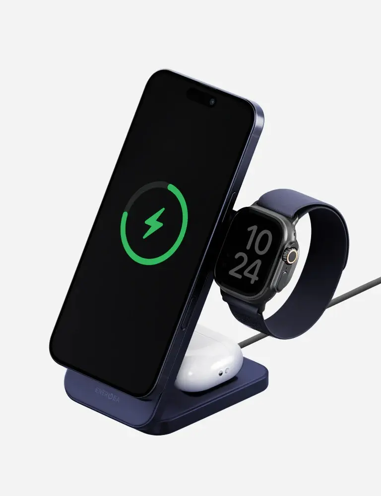  Energea MagTrio2 3 in 1 Foldable Magnetic Fast Wireless Charger - Gunmetal