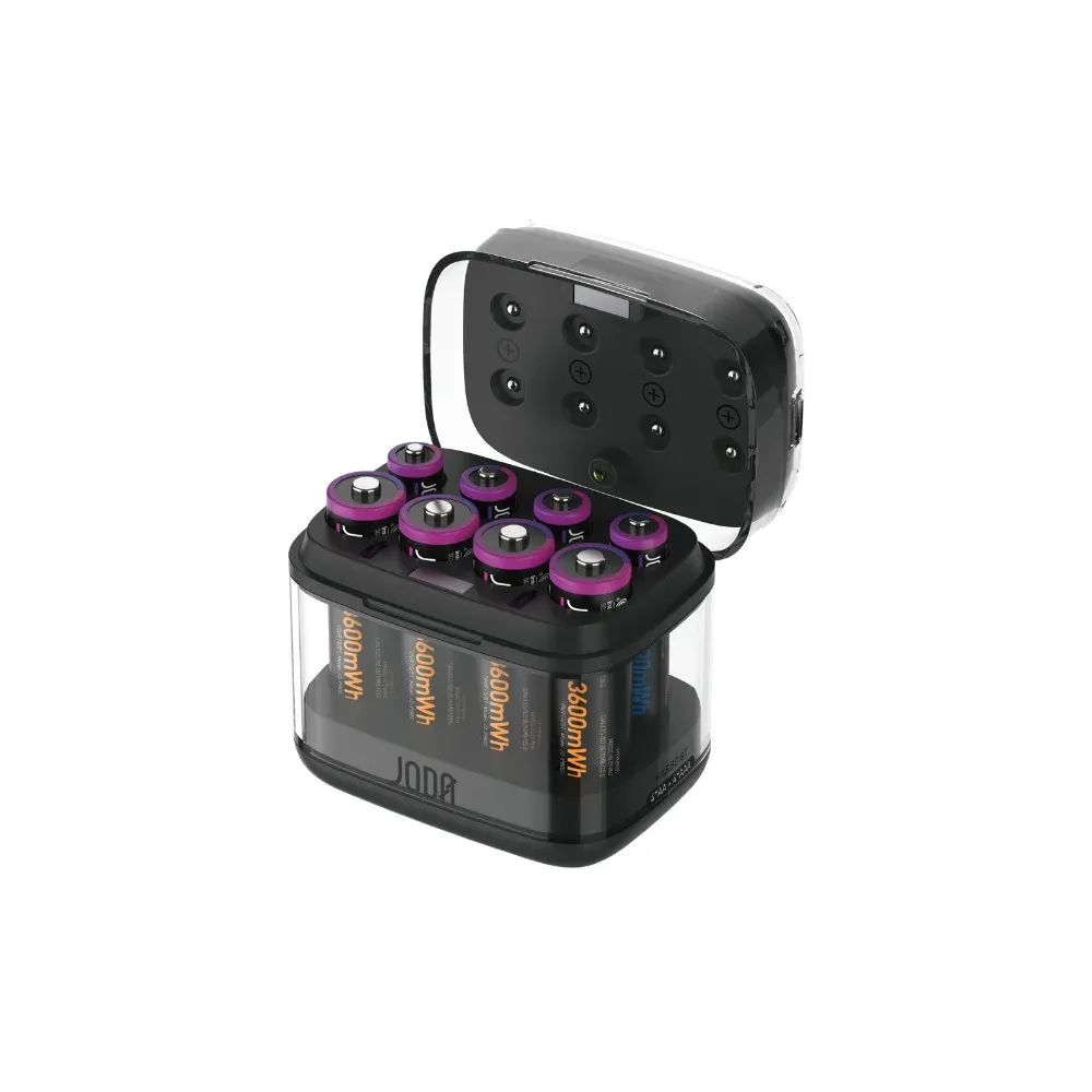 JODA Harbo 8T 8 Pack 4*AA + 4*AAA Lithium Battery with Portable Charging Case Black 
