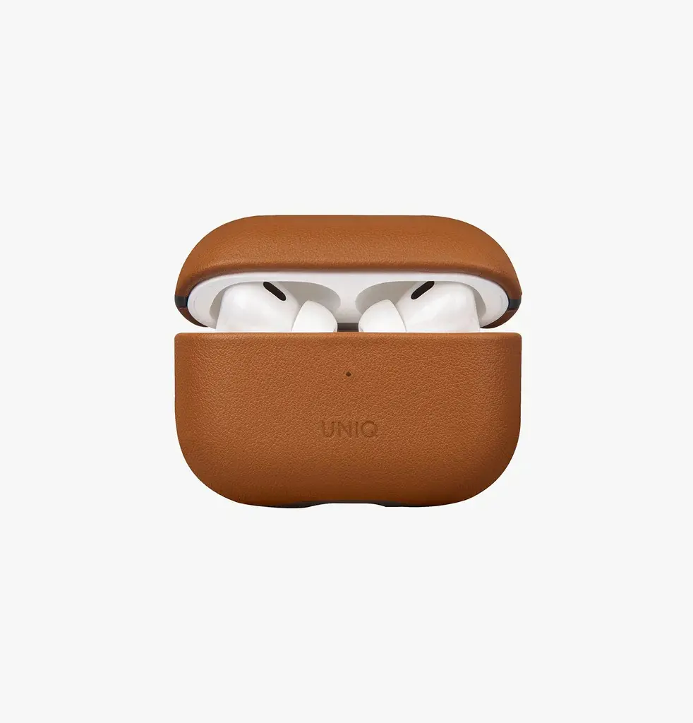 Uniq Terra Genuine Leather Snap Case for Airpods Pro 2 - Toffee Brown