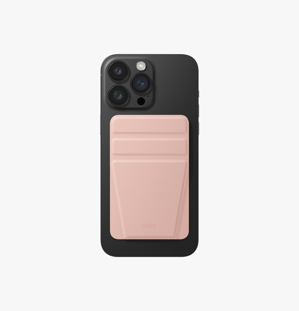 Uniq Lyft Magnetic Snap-on Stand and Card Holder for iPhone - Blush Pink 