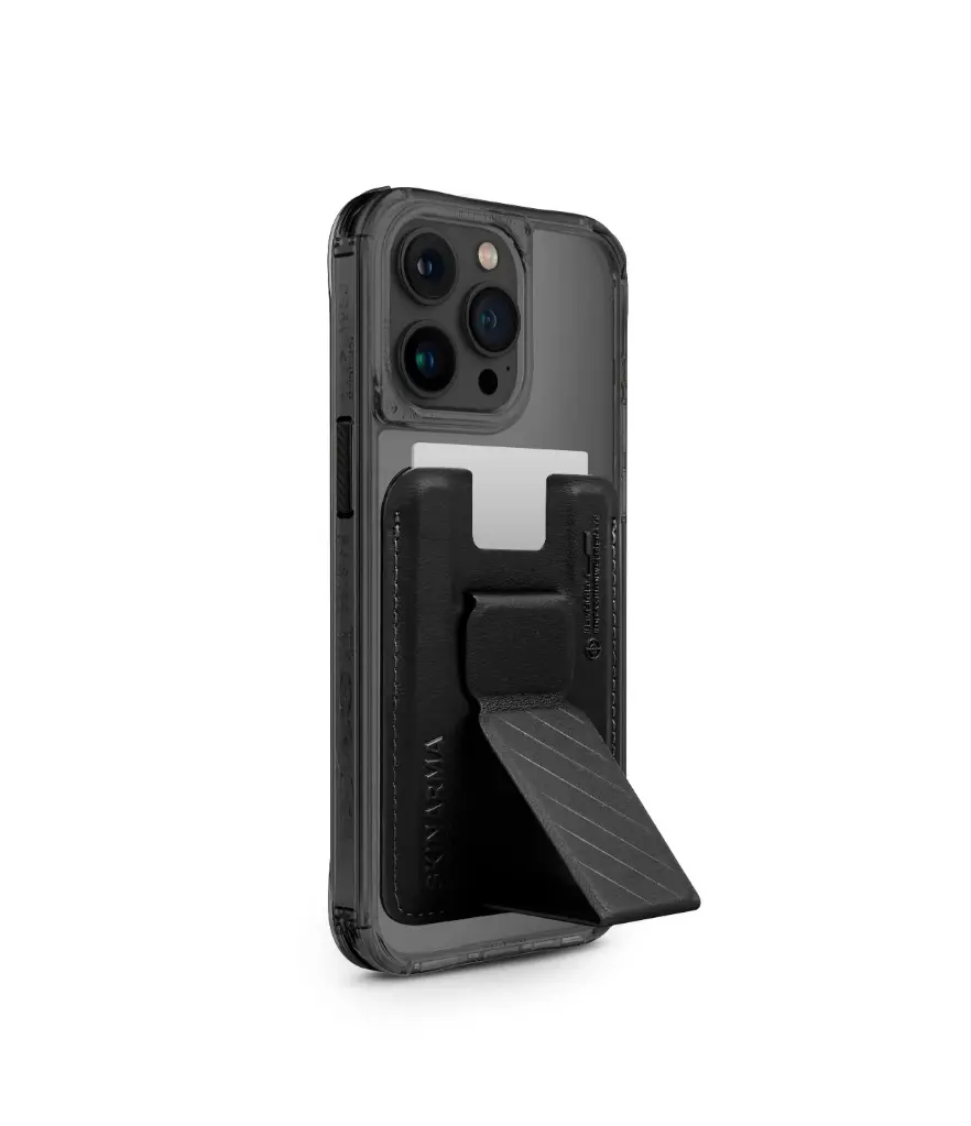 SkinArma Bundle Saido Kado Mag-Charge Card Holder + Saido MagSafe Case for iPhone 15 Pro Max - Black 
