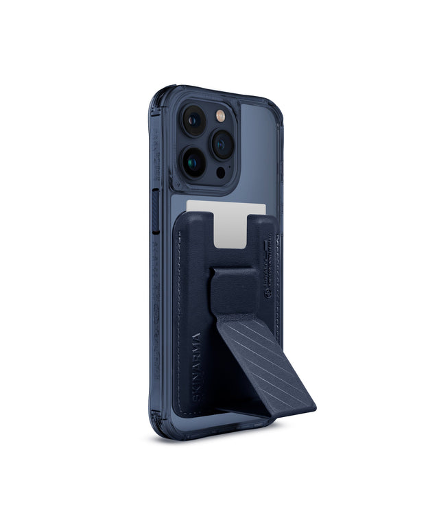 SkinArma Bundle Saido Kado Mag-Charge Card Holder + Saido MagSafe Case for iPhone 15 Pro Max - Blue 