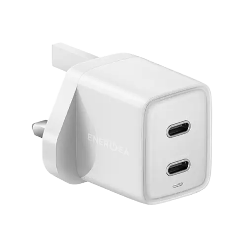 Energea Ampcharge Dual Port USB-C GaN 40W Wall Charger - White 