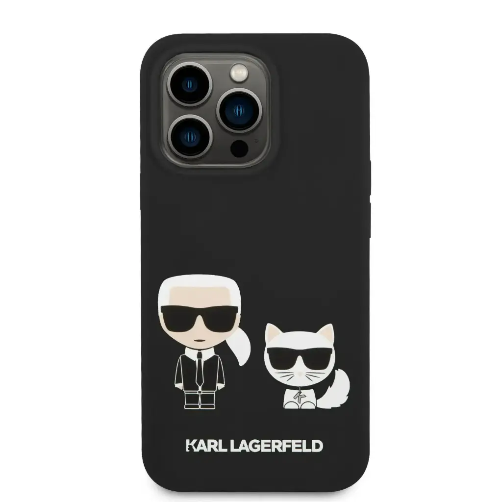Karl Lagerfeld Liquid Silicone Karl & ChoupetteCase for iPhone 14 Pro (6.1") - Black