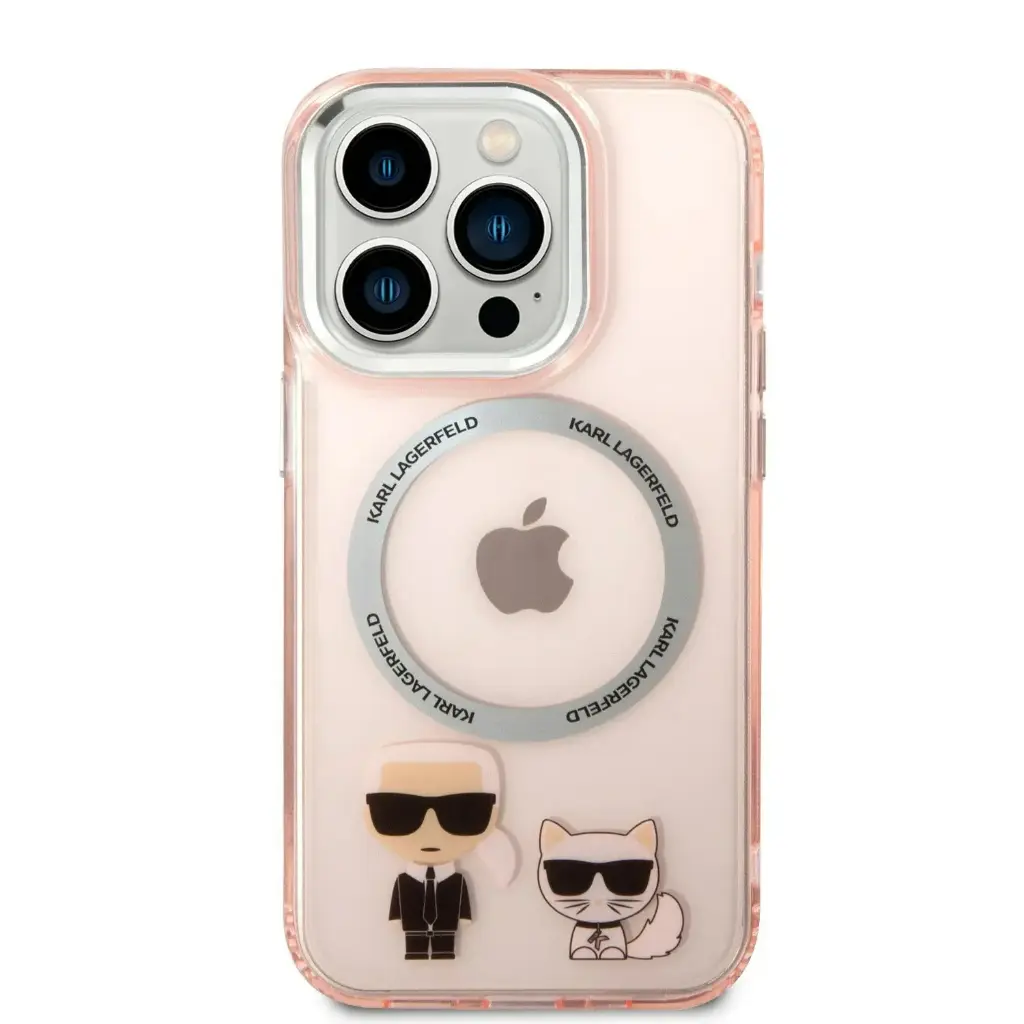 Karl Lagerfeld Magsafe PC/TPU Case With Ring For iPhone 14 Pro - Pink