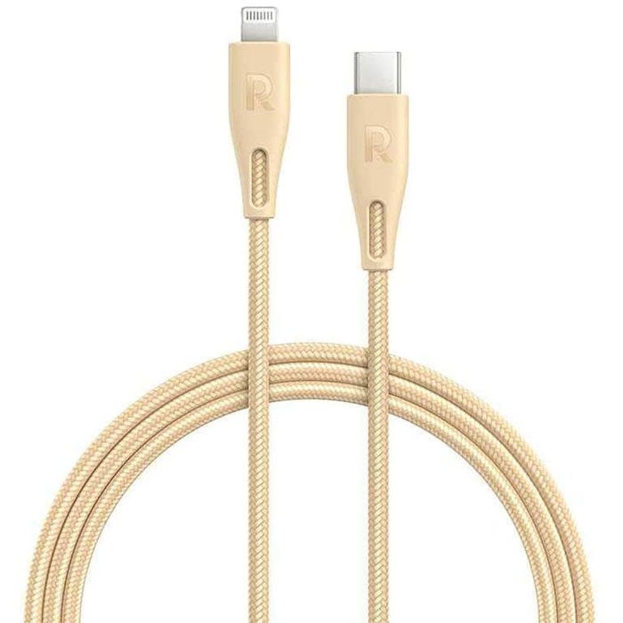 Ravpower Nylon Braided Type-C to Lightning Cable 0.3M - Gold