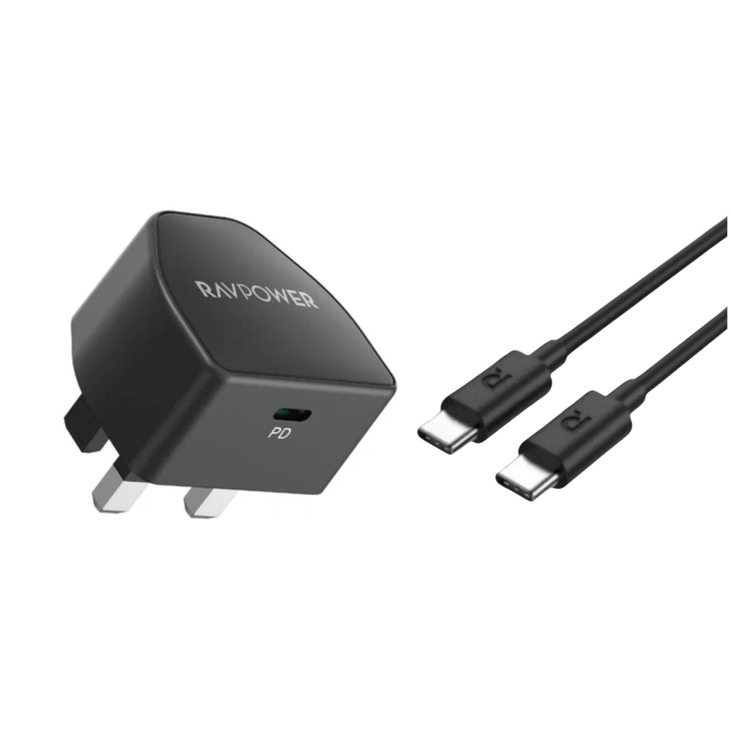 RAVPower RP-PC1032 PD20W Wall Charger + USB C to USB C Cable