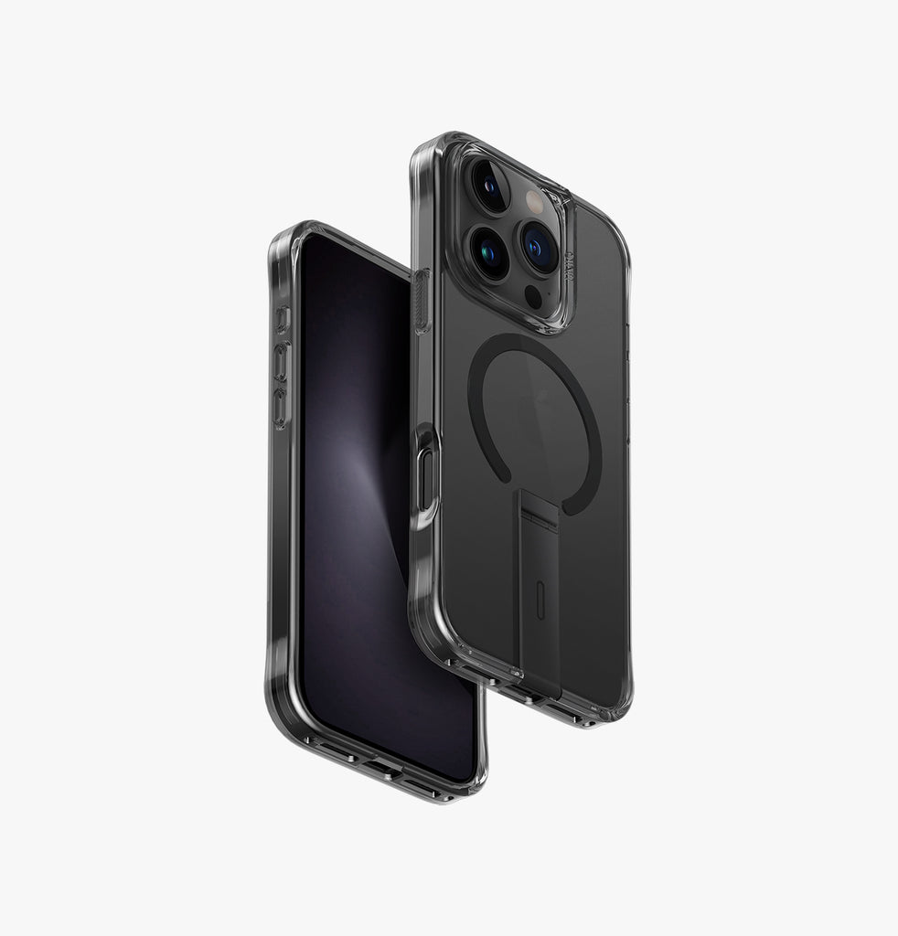 Uniq Hybrid Eleva MagSafe Case with Vertical Stand for iPhone 16 Pro Max – Carbon Black