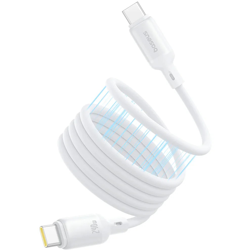Baseus PicoGo USB-C to USB-C Magnetic Liquid Silicone 240W Fast Charging Cable 1m - Moon White