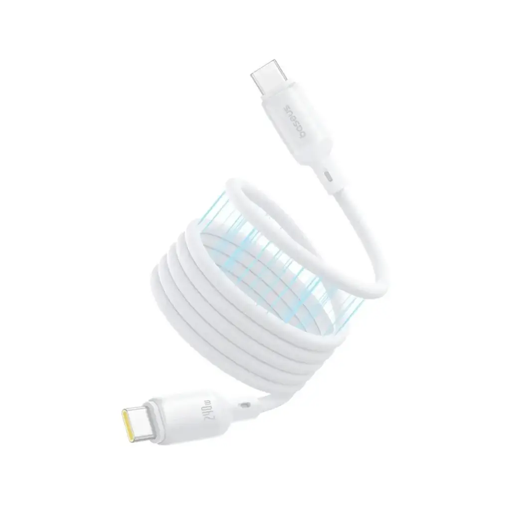 Baseus PicoGo USB-C to USB-C Magnetic Liquid Silicone 240W Fast Charging Cable 1m - Moon White