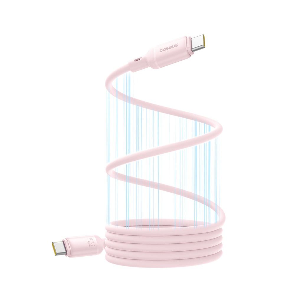 Baseus PicoGo USB-C to USB-C Magnetic Liquid Silicone 240W Fast Charging Cable 1m - Baby Pink