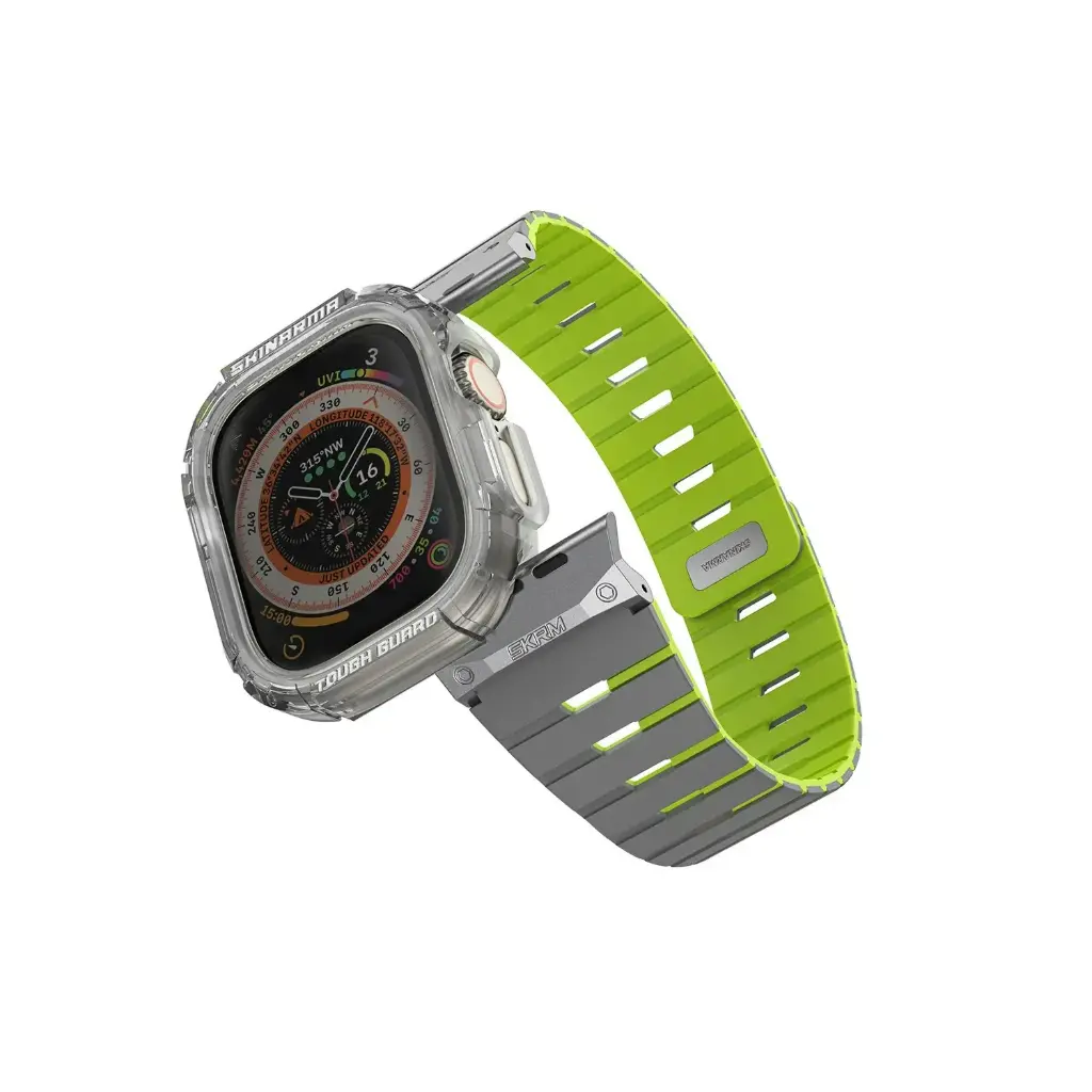 SkinArma Gemini Magnetic Strap + Atom Case Bundle for Apple Watch 49MM - Lime Green