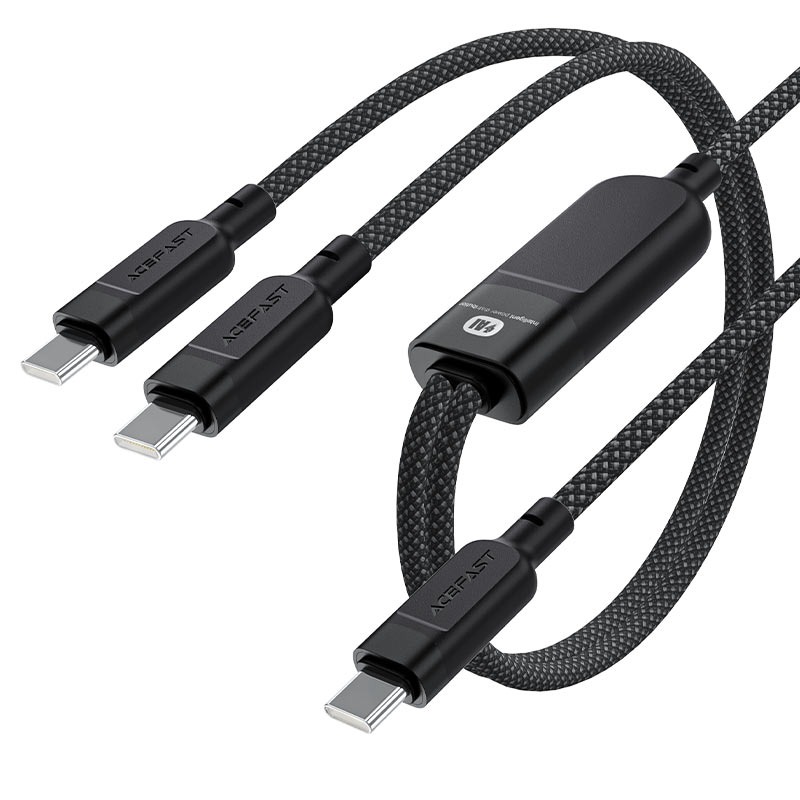 C5-11 USB-C 2-in-1 100W intelligent balance aluminum alloy connectors charging data cable
