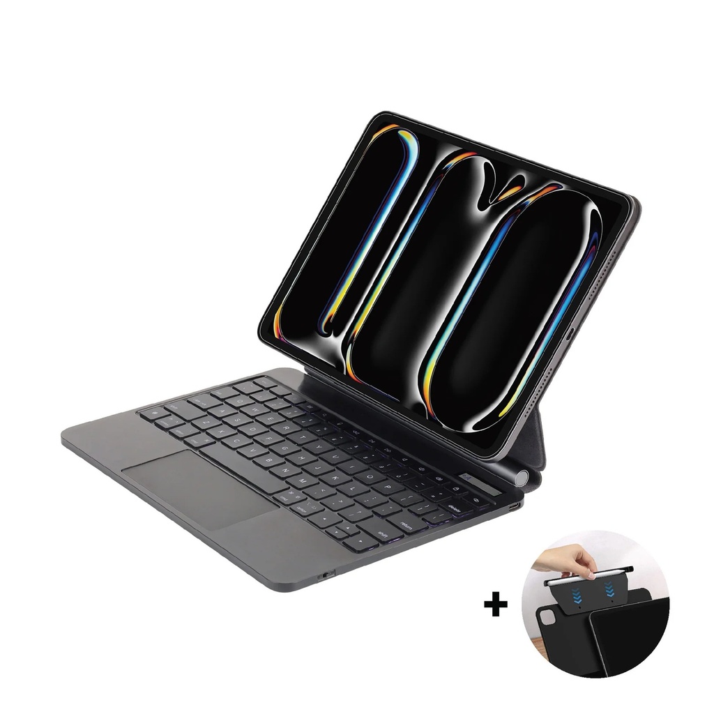 SIA Metal Magnetic Keyboard Pro 6 lines layout for ipad pro 13" 2024 with Pencil holder -black AR/ENG