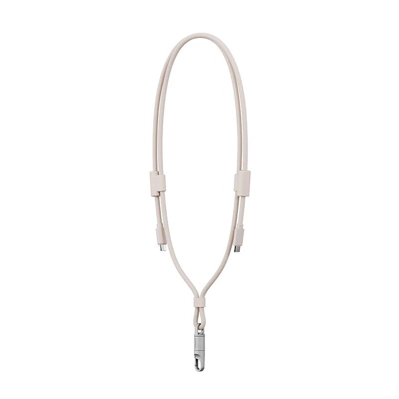 Energea Lasso 2-In-1 USB-C to USB-C 240W 480Mbps Lanyard Charging Cable 1.5M - Sand