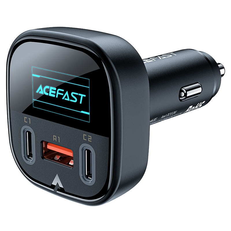 B5 101W (2C+A) metal car charger with OLED smart display
