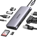 UGREEN USB-C A+HDMI+VGA+RJ45 Gigabit+SD/TF+AUX3 5mm+PD Converter Grav With PD