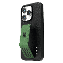 Levelo Morphix Gripstand iPhone 14 Pro PU Leather Case - Pacific Green